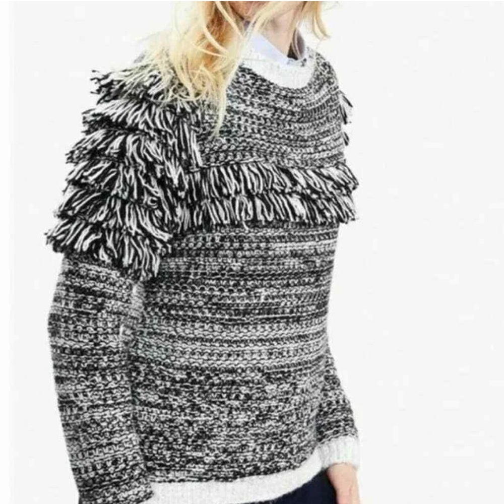 Banana Republic Chunky Wool Knit Fringe Sweater - Picture 4 of 9